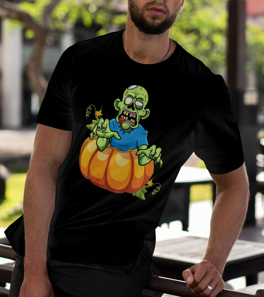 Zombie Rising From Pumpkin T-Shirt