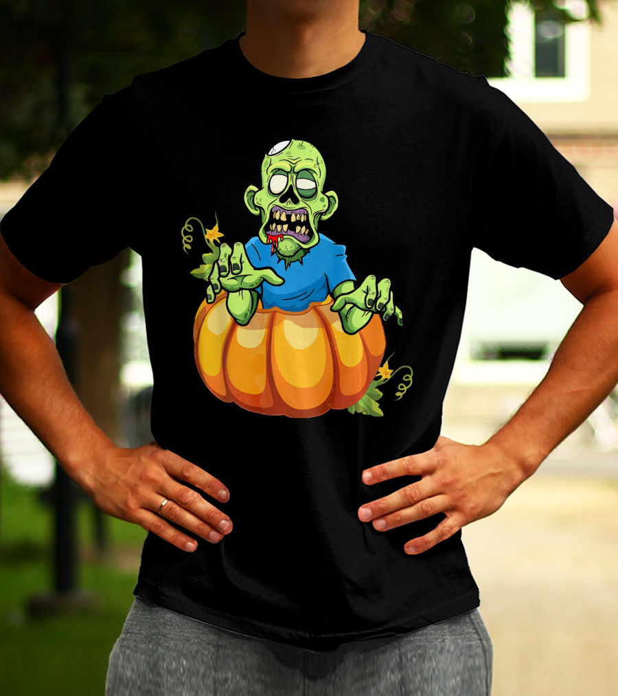 Zombie Rising From Pumpkin T-Shirt