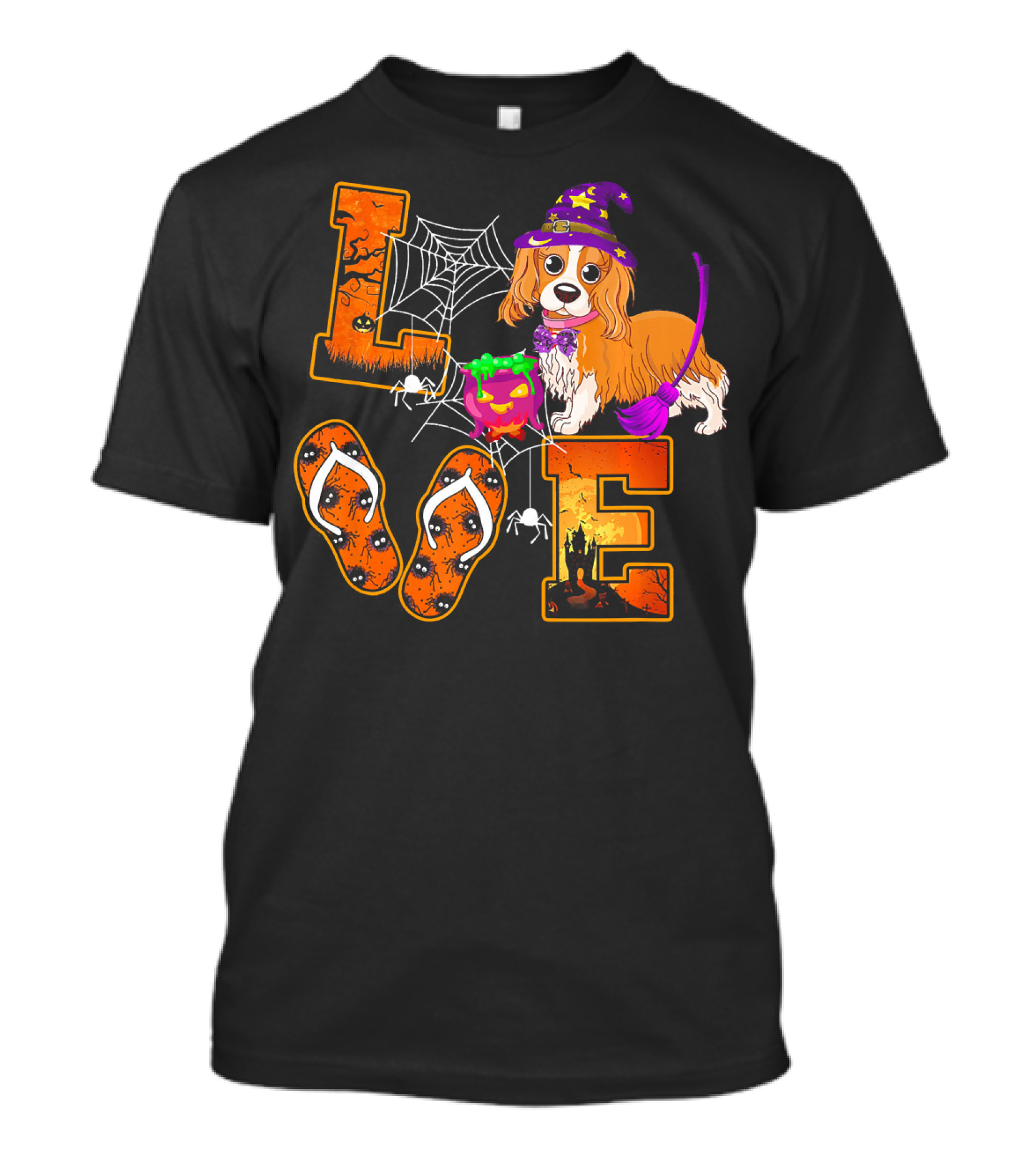 LOVE Halloween Cavalier King Charles Spaniel Dog T-Shirt