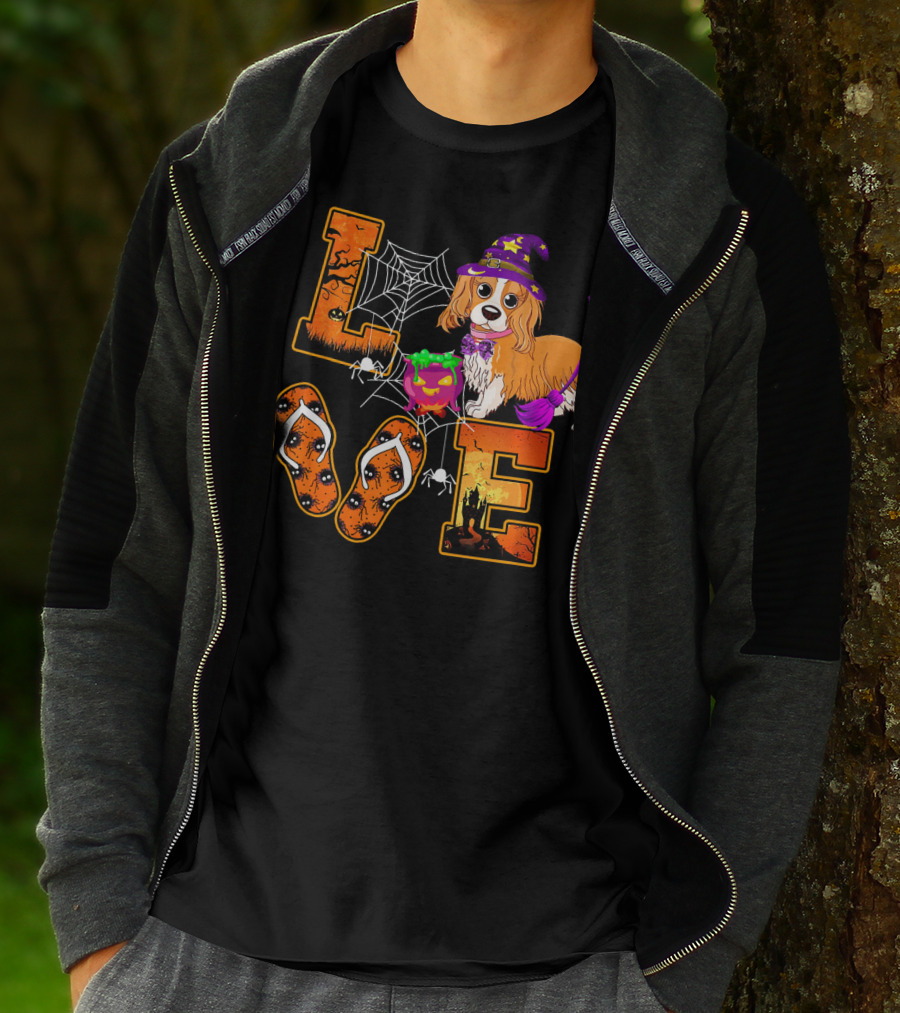 LOVE Halloween Cavalier King Charles Spaniel Dog T-Shirt