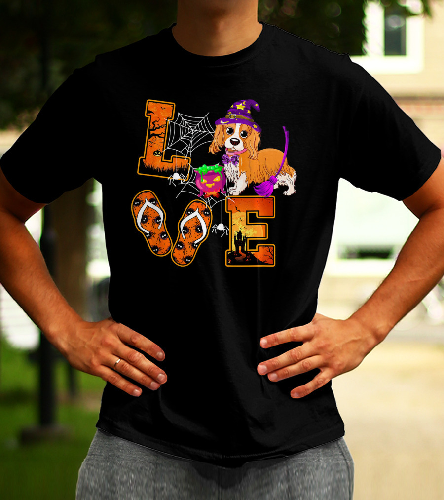 LOVE Halloween Cavalier King Charles Spaniel Dog T-Shirt