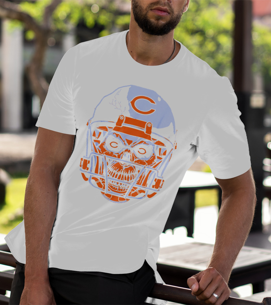 Chicago Bears Skull Helmet Halloween Football Skeleton T-Shirt