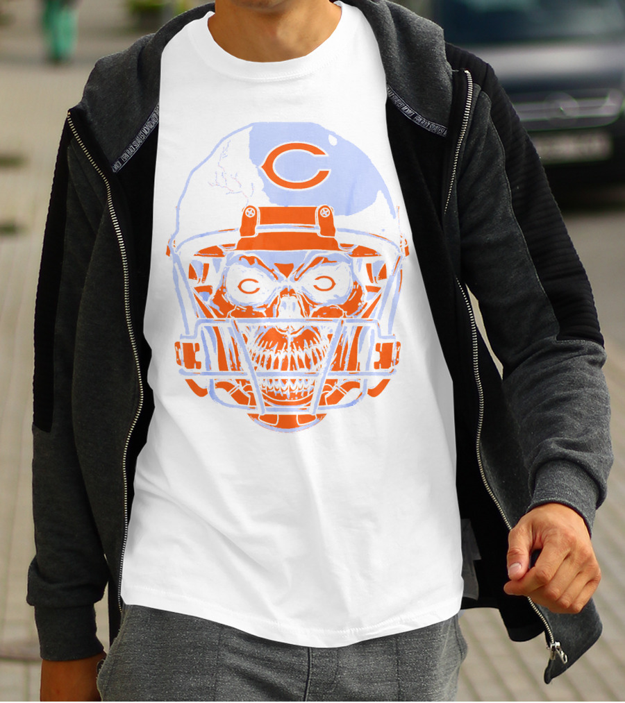 Chicago Bears Skull Helmet Halloween Football Skeleton T-Shirt