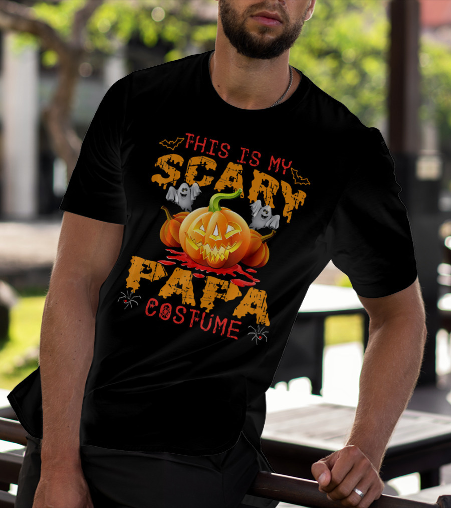 This Is My Scary Papa Costume Pumpkin Ghosts Spiders Bats T-Shirt