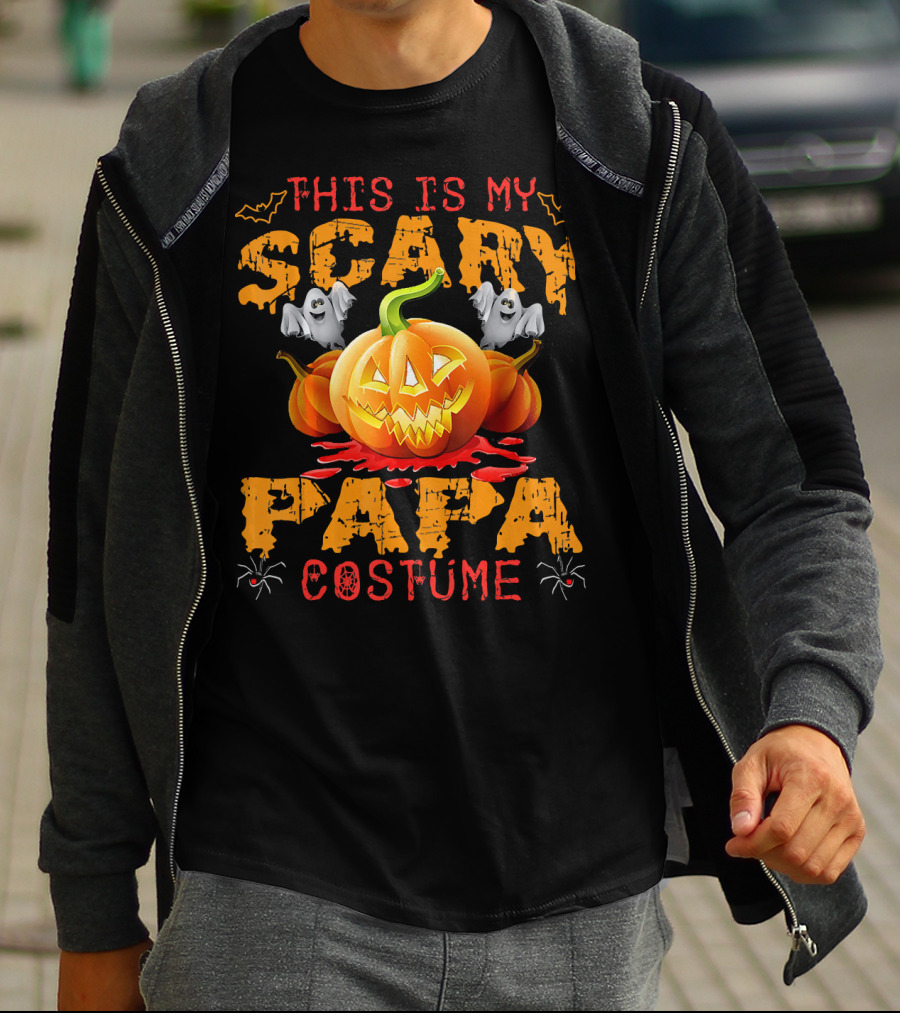 This Is My Scary Papa Costume Pumpkin Ghosts Spiders Bats T-Shirt