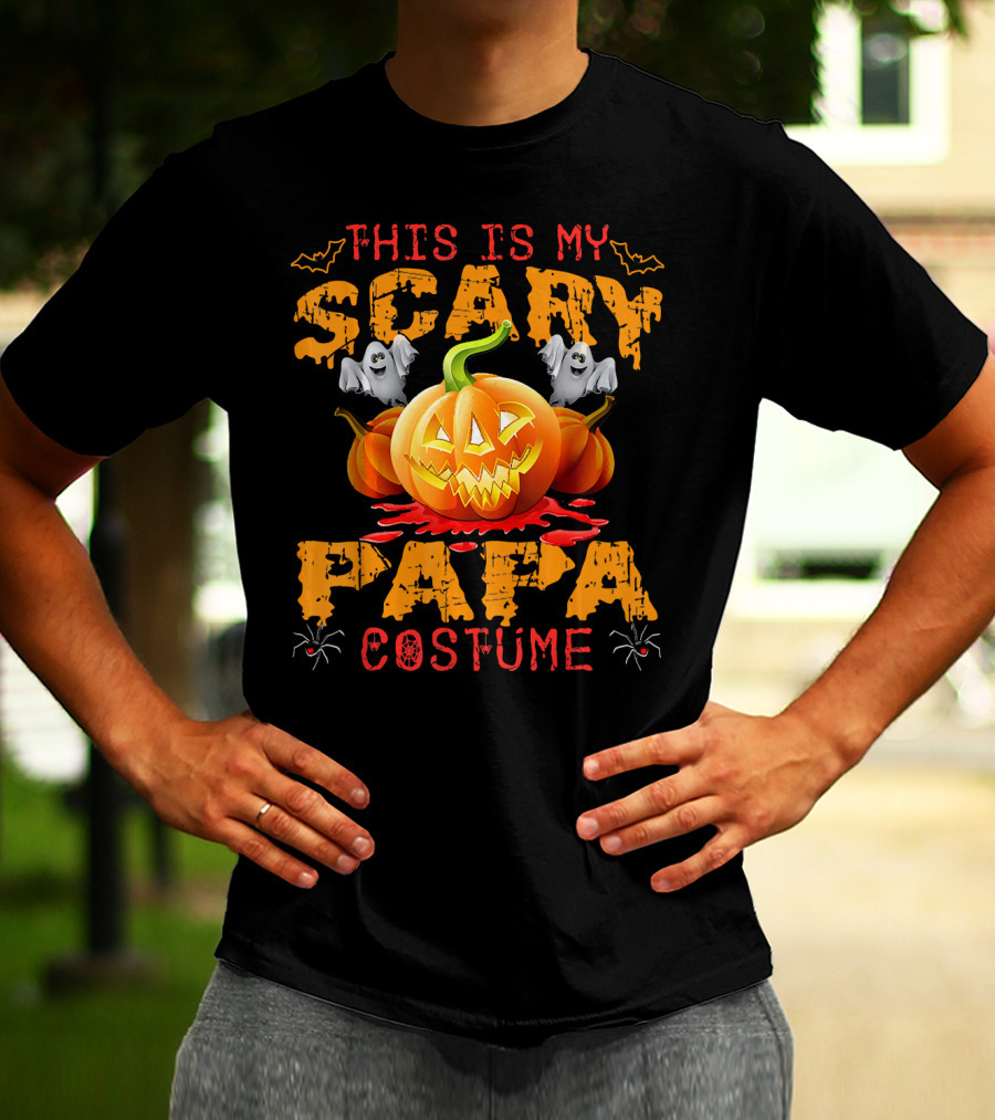This Is My Scary Papa Costume Pumpkin Ghosts Spiders Bats T-Shirt