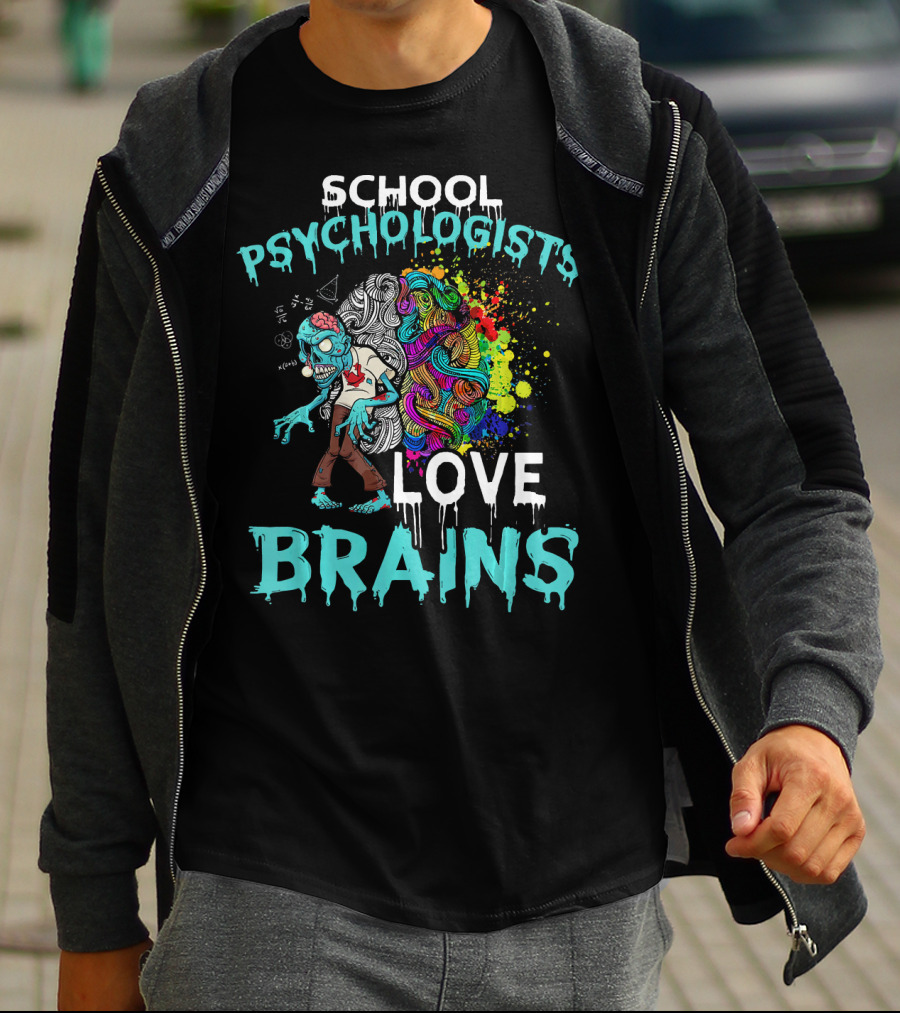 School Psychologists Love Brains Zombie Psychedelic Colors T-Shirt
