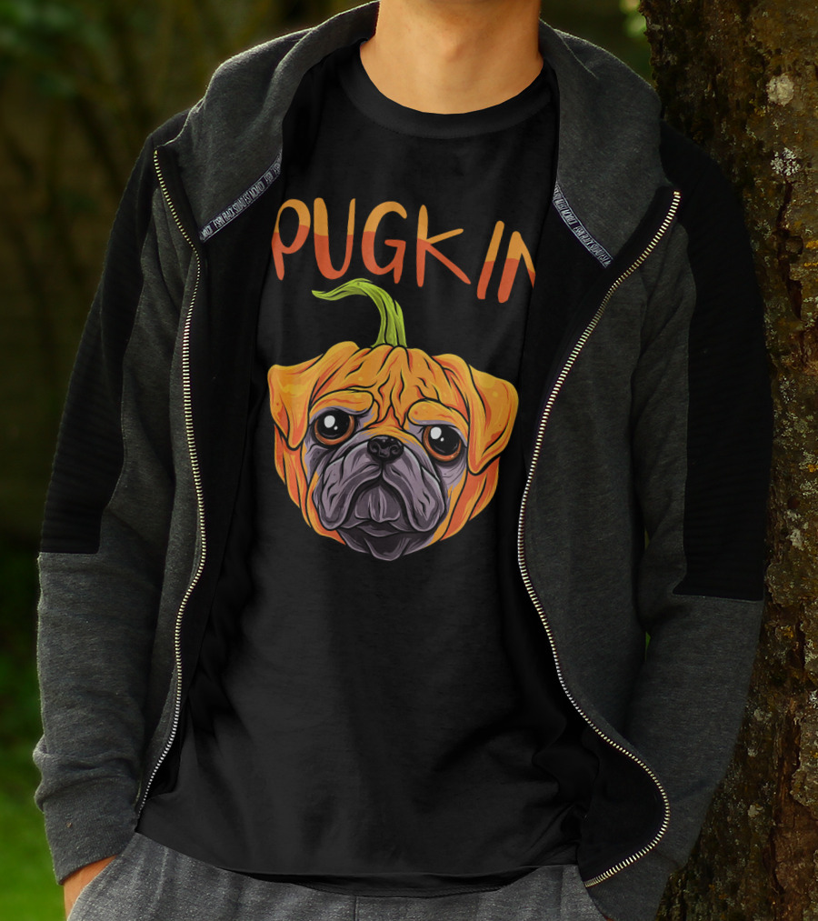Pugkin Funny Pumpkin Pug Dog Head T-Shirt