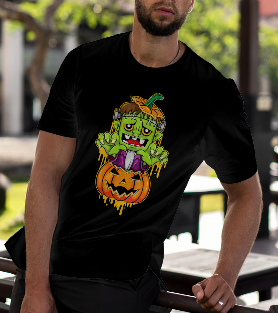Sweet Cute Pumpkin Halloween Frankenstein Monster T-Shirt