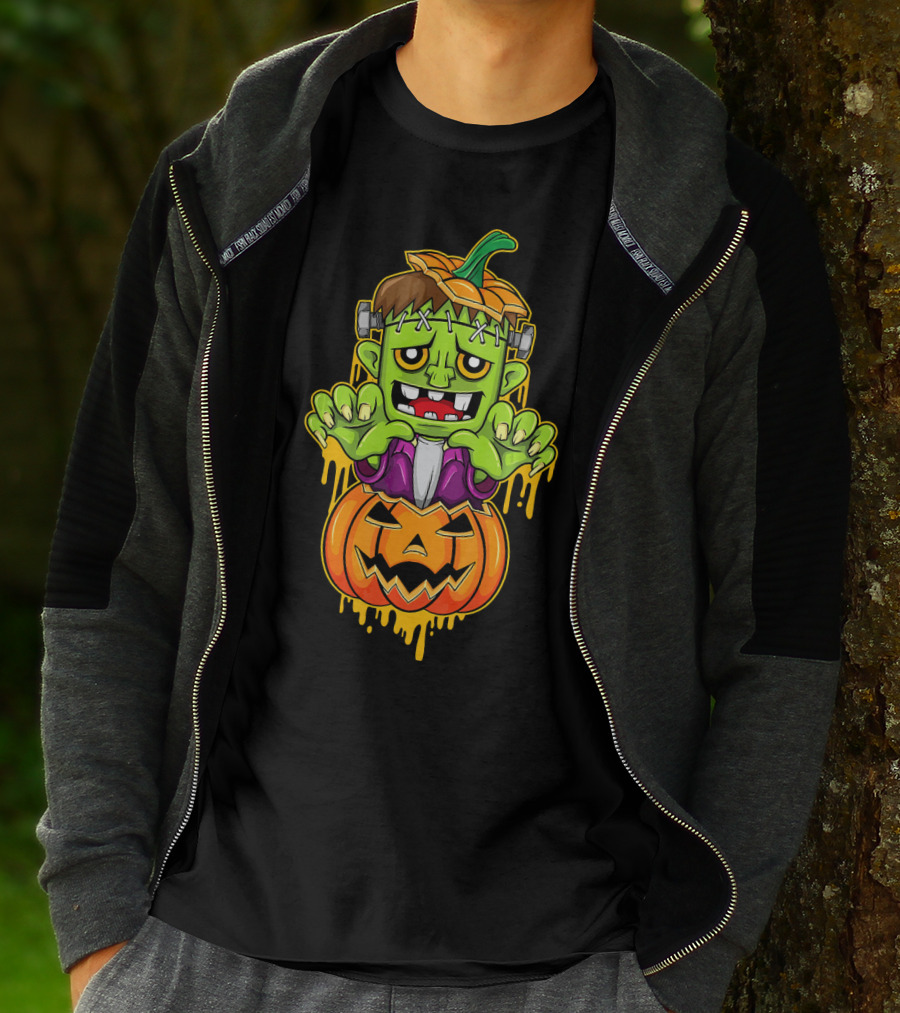 Sweet Cute Pumpkin Halloween Frankenstein Monster T-Shirt