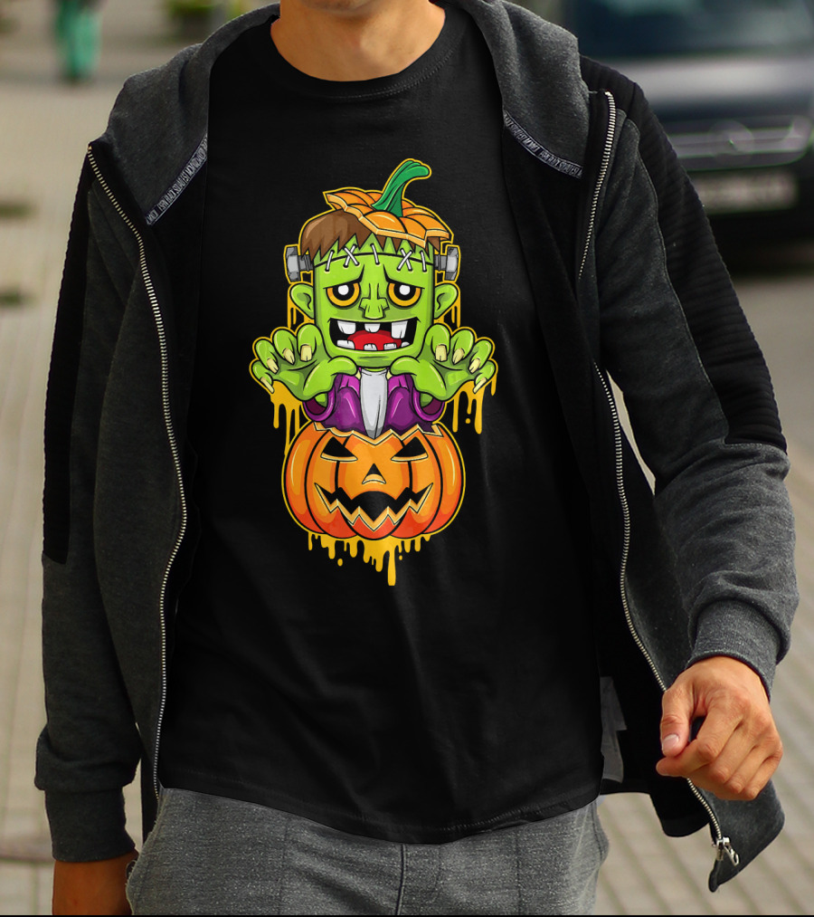 Sweet Cute Pumpkin Halloween Frankenstein Monster T-Shirt