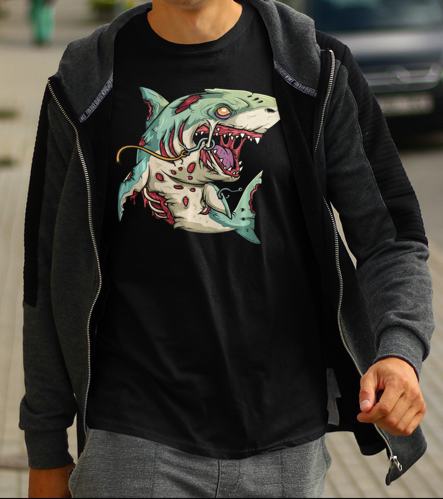 Zombie Shark Halloween Party Monster T-Shirt