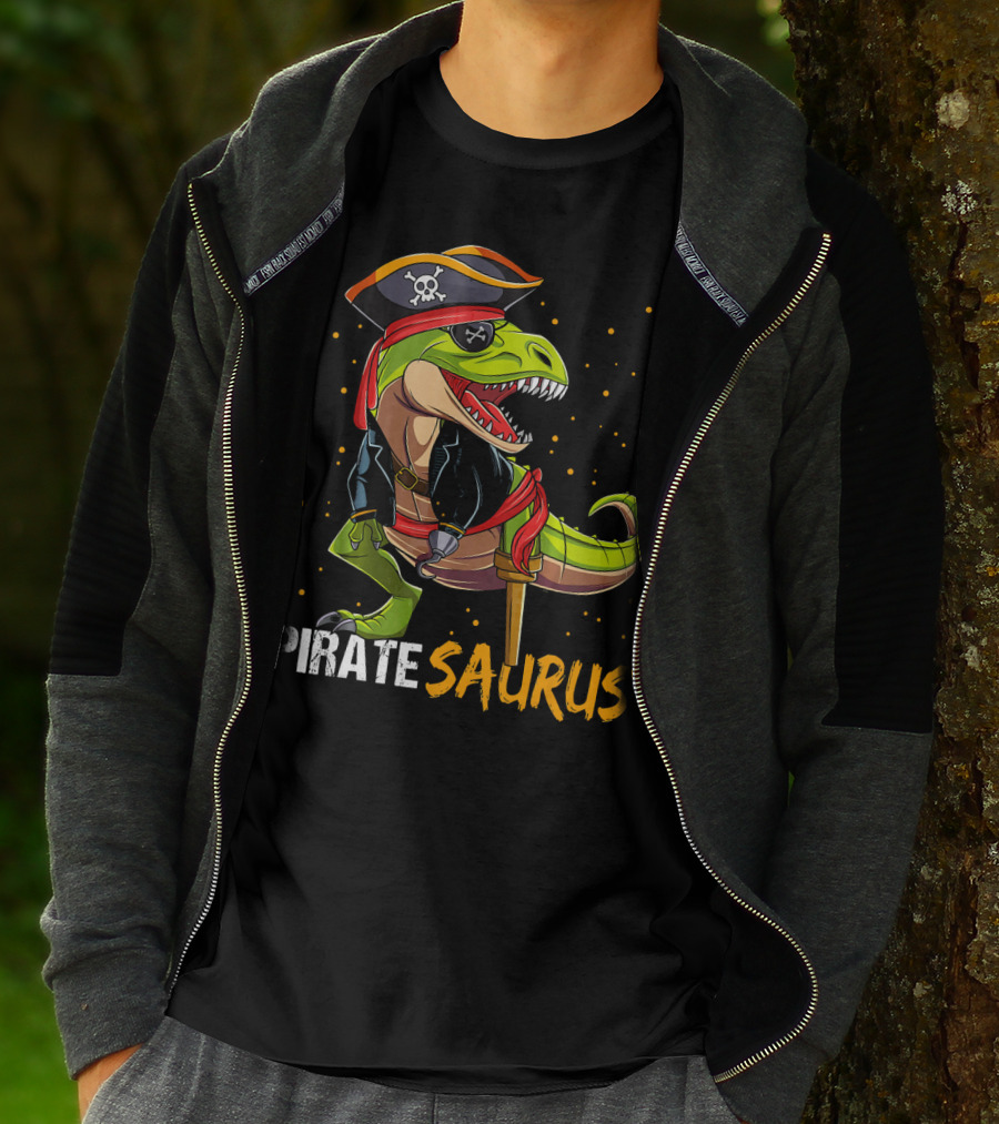 PIRATE SAURUS Dinosaur With Pirate Hat And Wooden Leg T-Shirt