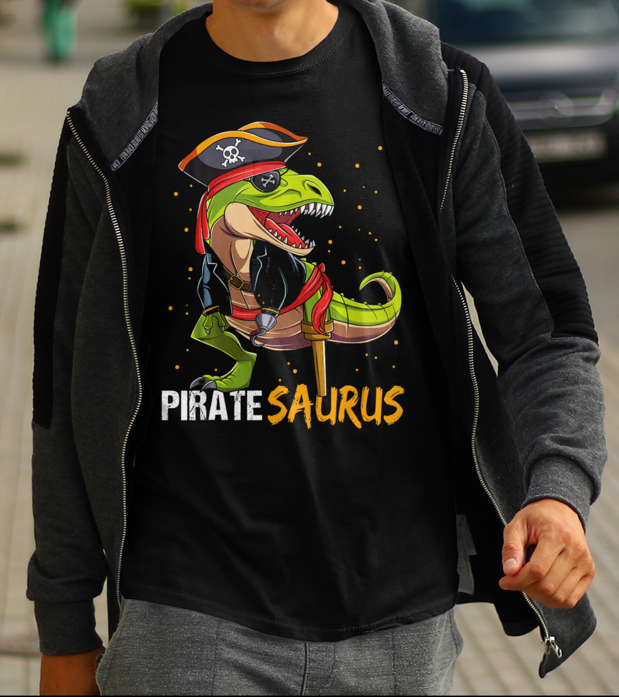 PIRATE SAURUS Dinosaur With Pirate Hat And Wooden Leg T-Shirt