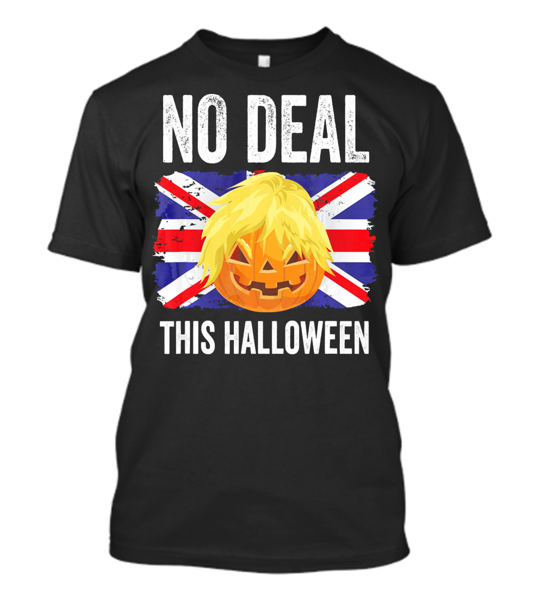 No Deal This Halloween Brexit Pumpkin UK Flag T-Shirt