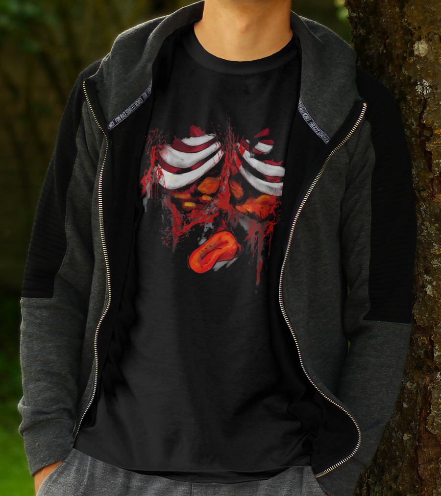 Grotesque Zombie Rib Cage And Entrails Halloween Costume T-Shirt