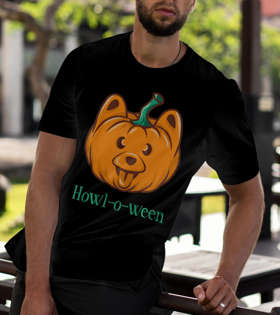 Howl-o-ween Dog Halloween Jackolantern T-Shirt