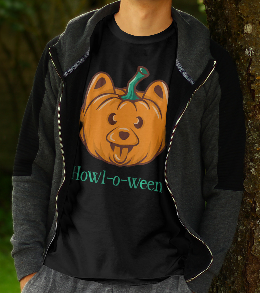 Howl-o-ween Dog Halloween Jackolantern T-Shirt