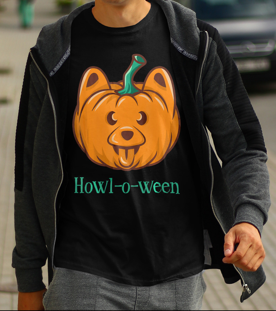 Howl-o-ween Dog Halloween Jackolantern T-Shirt