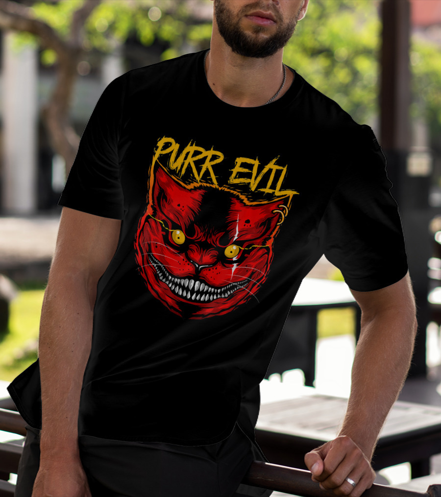 Purr Evil Cat For Halloween Saturday T-Shirt