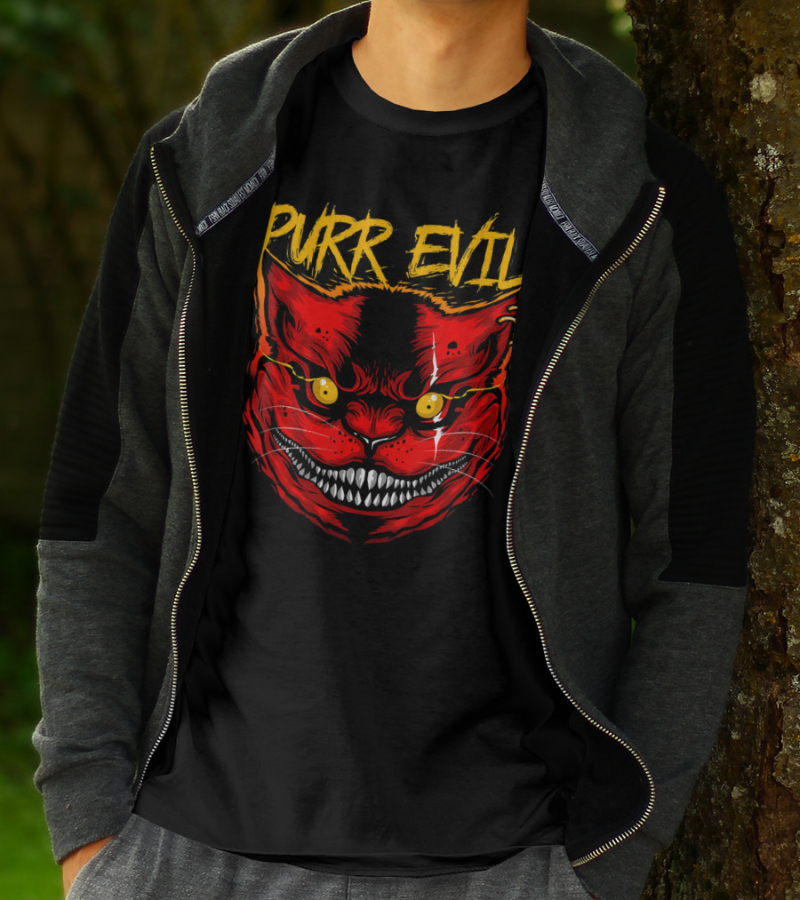 Purr Evil Cat For Halloween Saturday T-Shirt