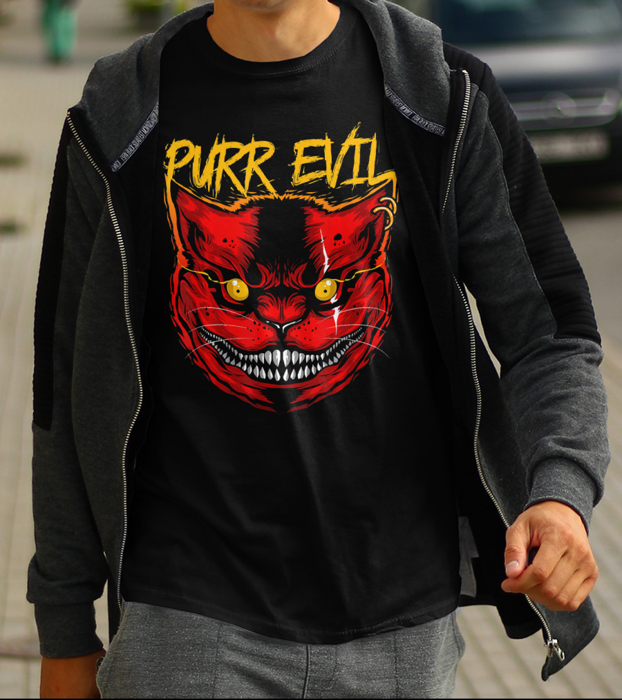 Purr Evil Cat For Halloween Saturday T-Shirt