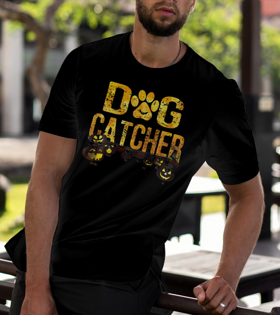 Dog Catcher Halloween Pumpkins Scary Costume T-Shirt
