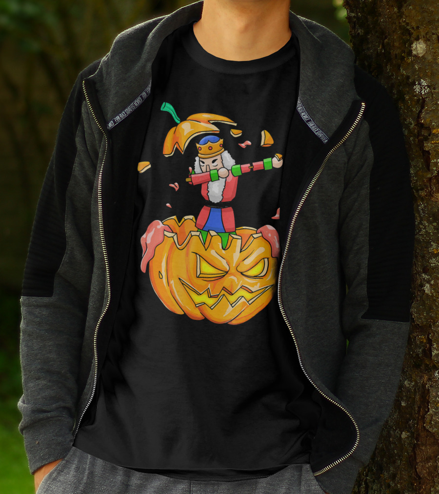 Nutcracker Dabbing On Giant Halloween Pumpkin Fun T-Shirt