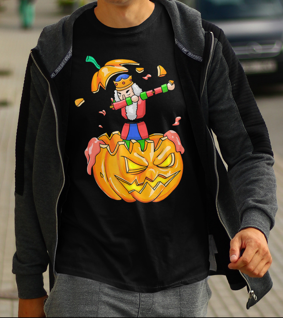 Nutcracker Dabbing On Giant Halloween Pumpkin Fun T-Shirt