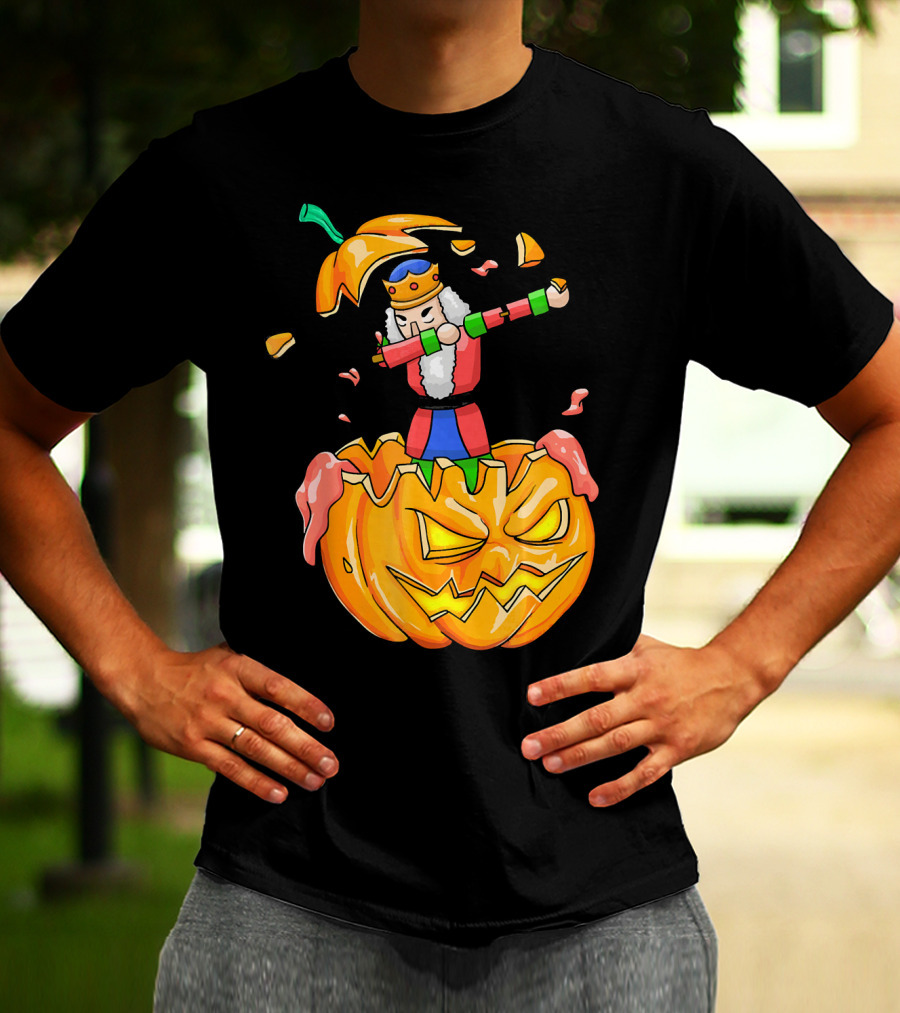 Nutcracker Dabbing On Giant Halloween Pumpkin Fun T-Shirt