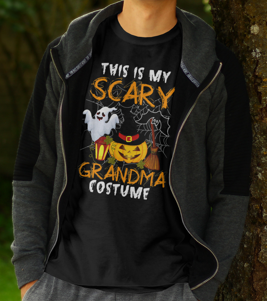 This Is My Scary Grandma Halloween Costume Ghost Pumpkin Spider Web T-Shirt