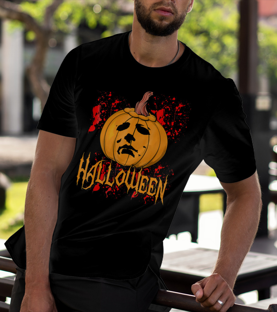 Funny Halloween Michael Myers Pumpkin Face T-Shirt