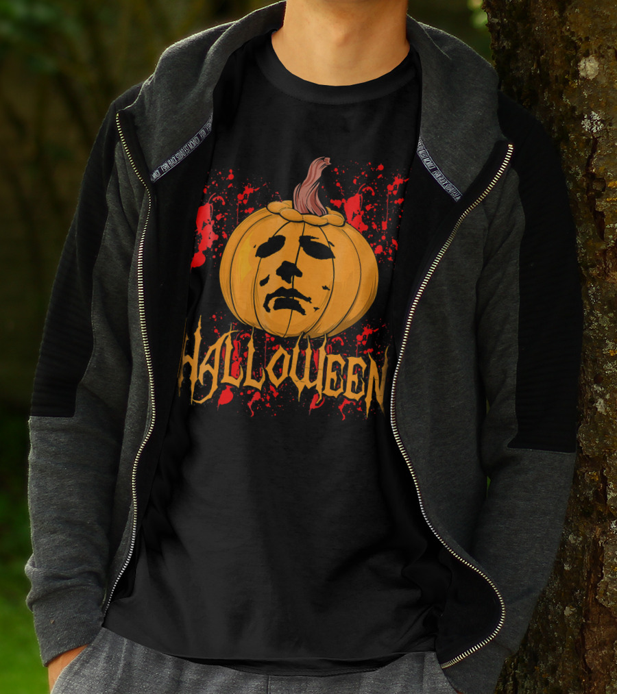 Funny Halloween Michael Myers Pumpkin Face T-Shirt