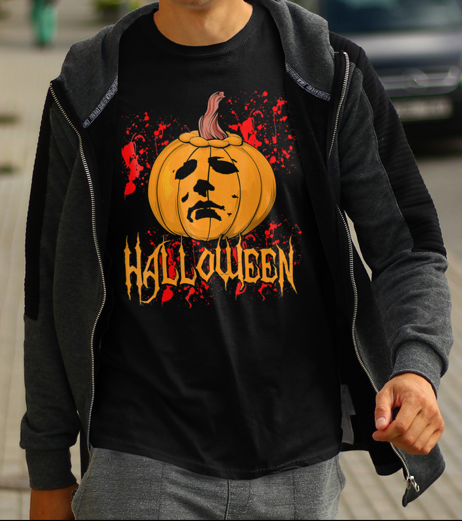 Funny Halloween Michael Myers Pumpkin Face T-Shirt