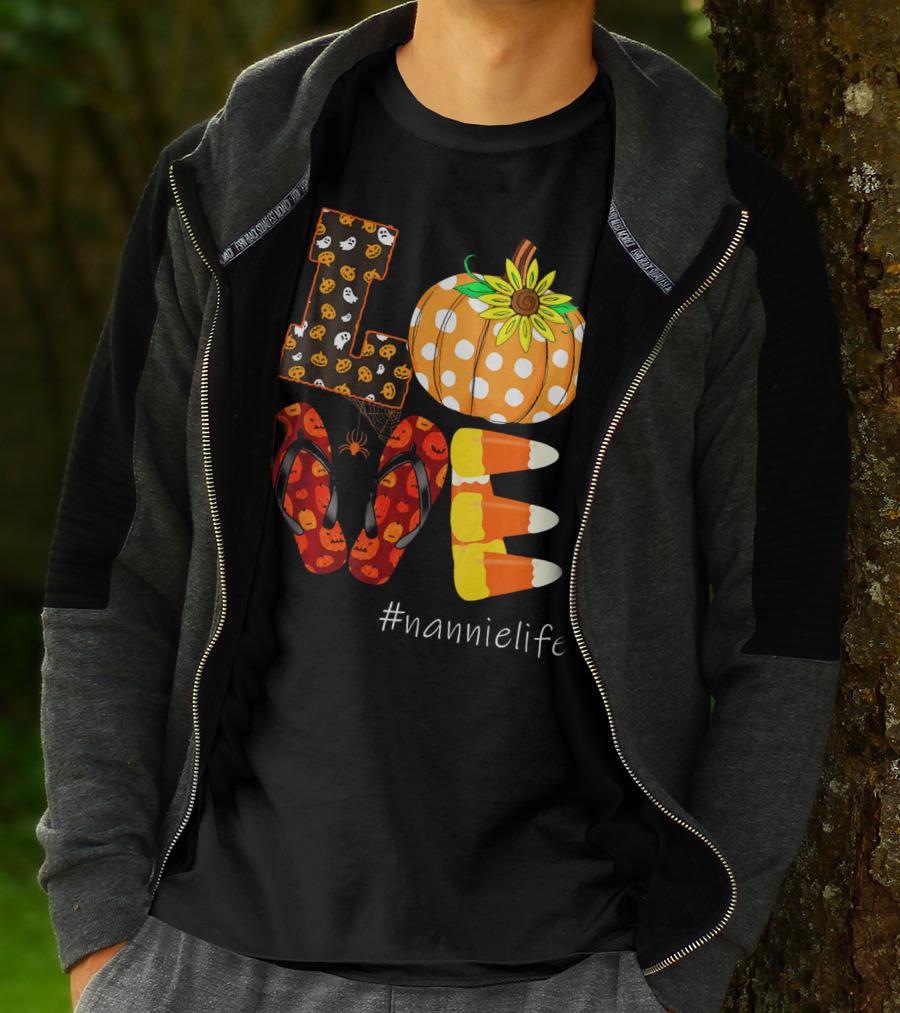 LOVE Pumpkin Candy Corn Flip Flops #nannielife T-Shirt