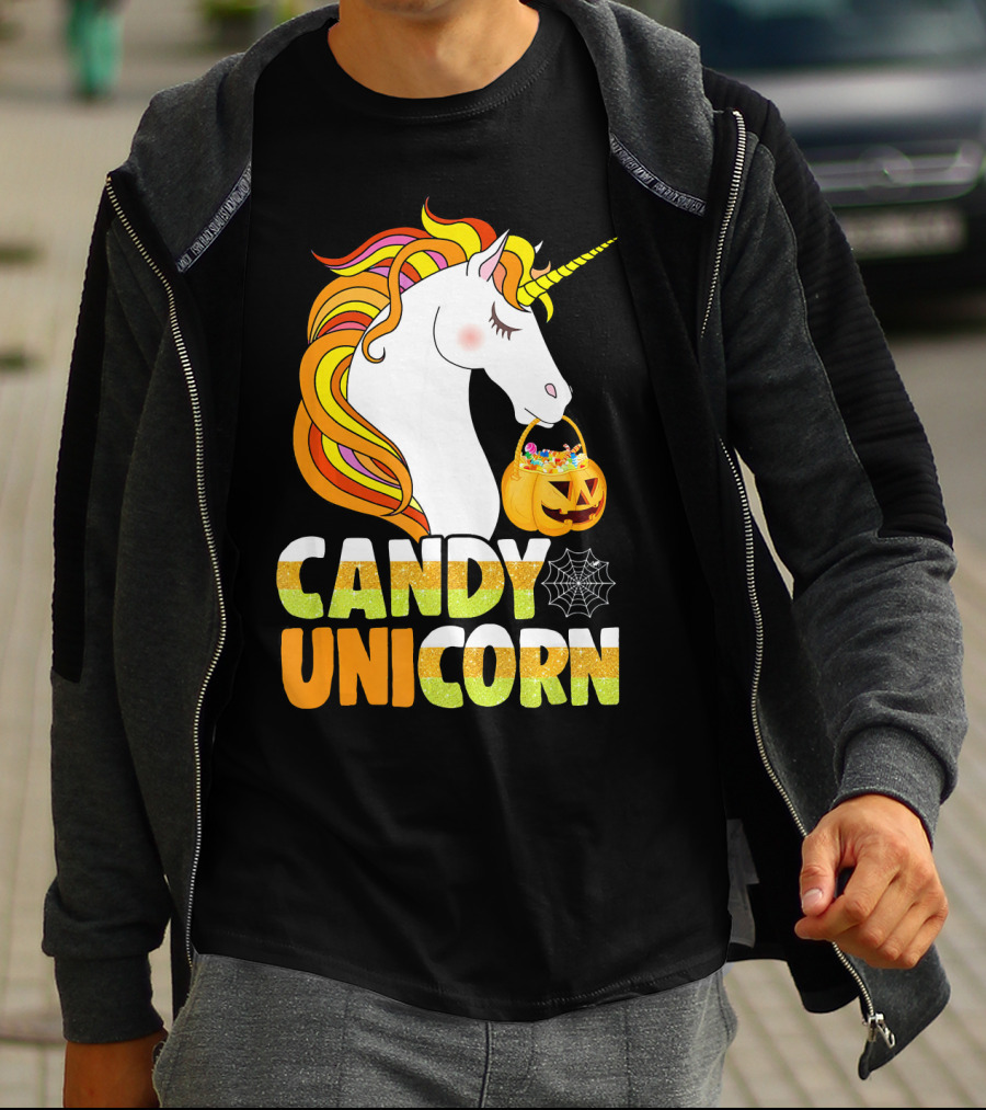 Candy Unicorn Halloween Basket T-Shirt