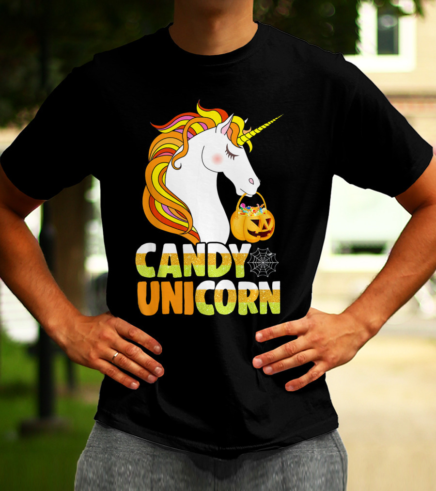 Candy Unicorn Halloween Basket T-Shirt