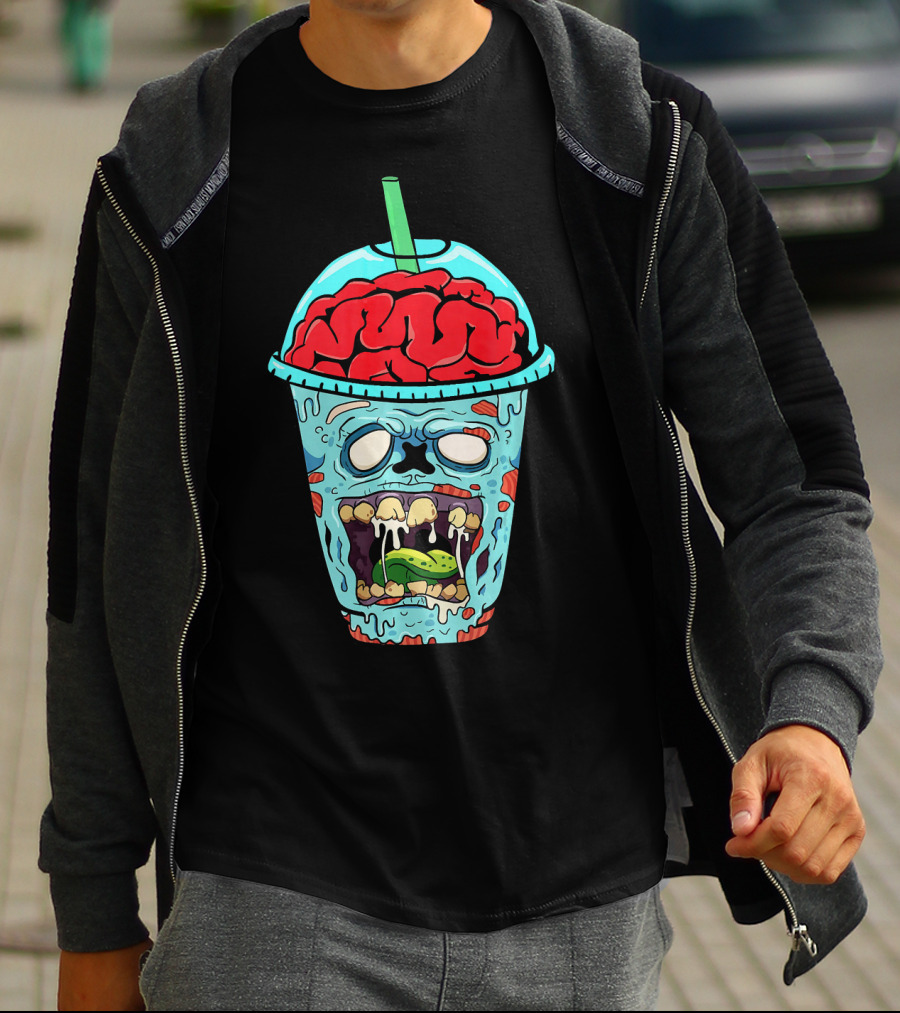 Zombie Apocalypse Brain Slushy Drink Horror T-Shirt