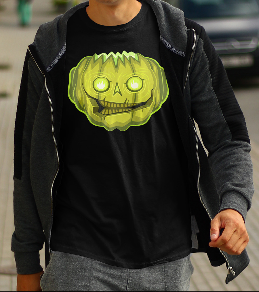 Halloween Zombie Pumpkin Glowing Skull T-Shirt