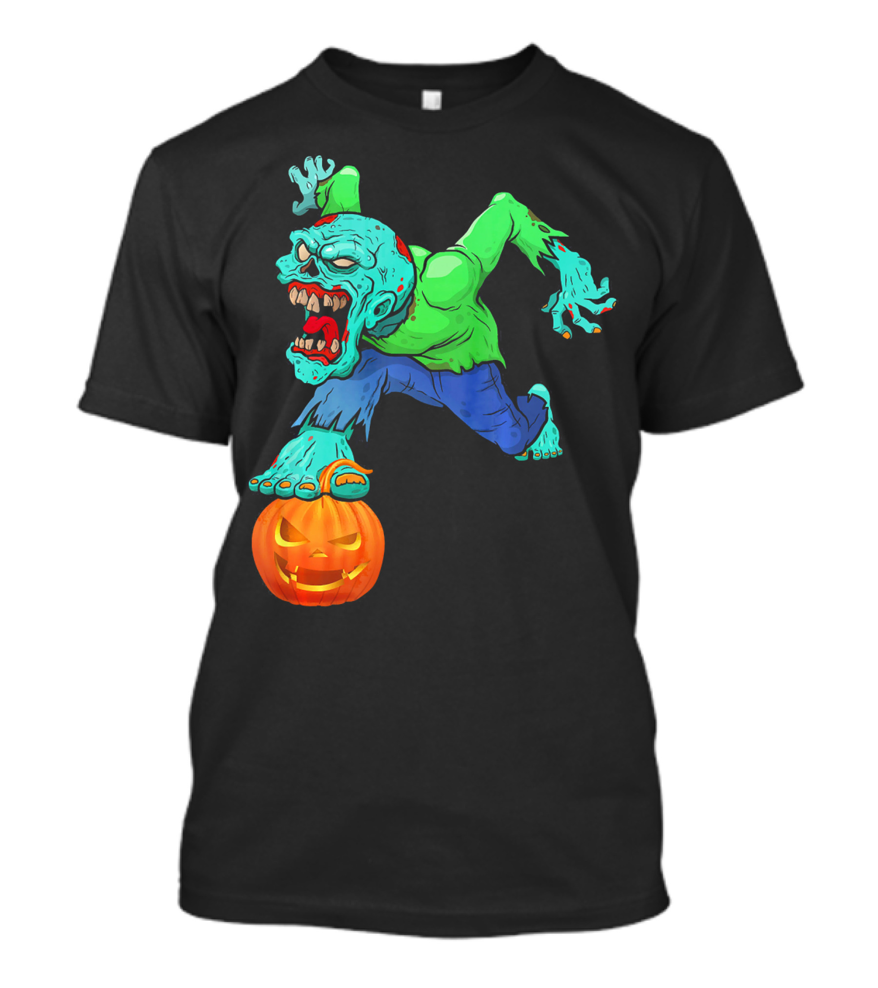 Zombie Leaping Over Grinning Pumpkin T-Shirt