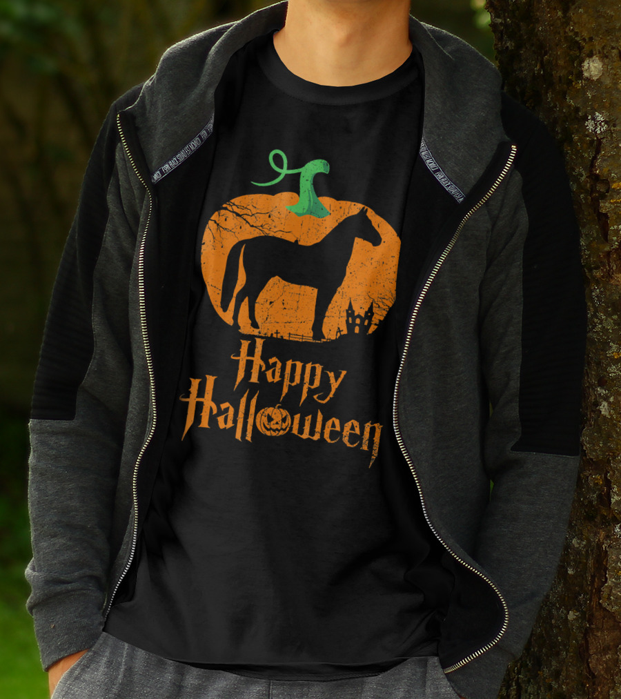 Happy Halloween Horse In Pumpkin T-Shirt