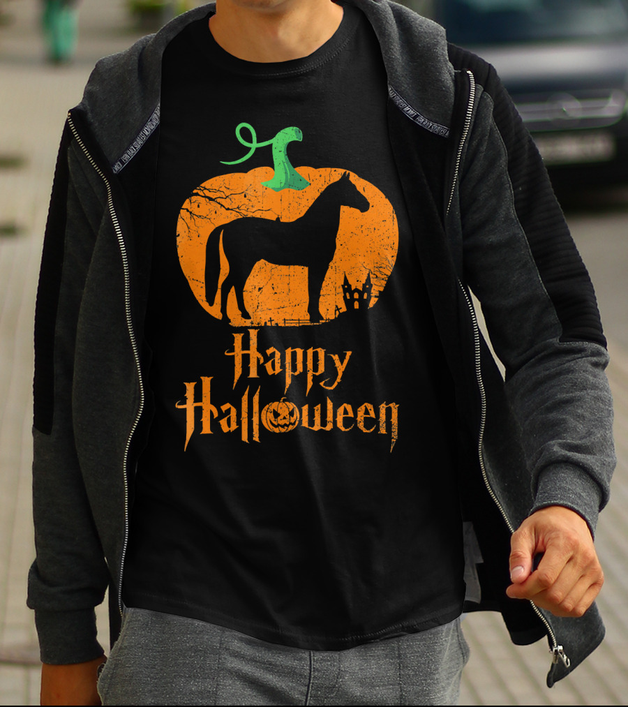 Happy Halloween Horse In Pumpkin T-Shirt