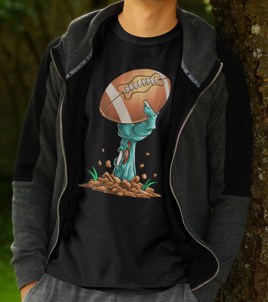 Zombie Hands Rising With Football Victory T-Shirt