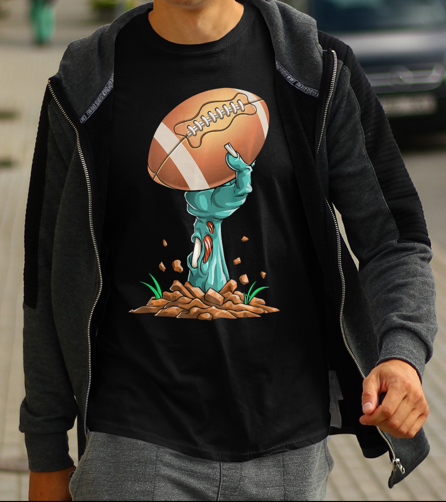 Zombie Hands Rising With Football Victory T-Shirt