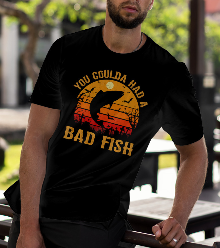 You Coulda Had A Bad Fish Halloween Shark Graveyard Scene T-Shirt