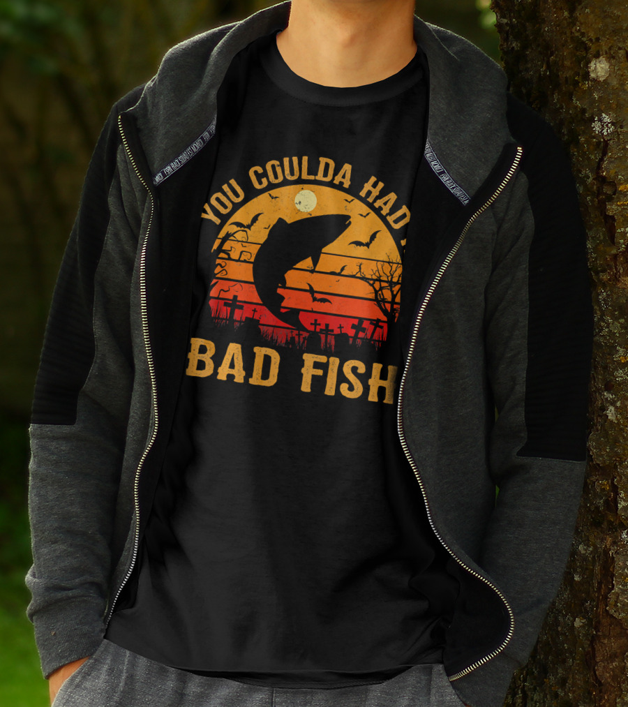 You Coulda Had A Bad Fish Halloween Shark Graveyard Scene T-Shirt
