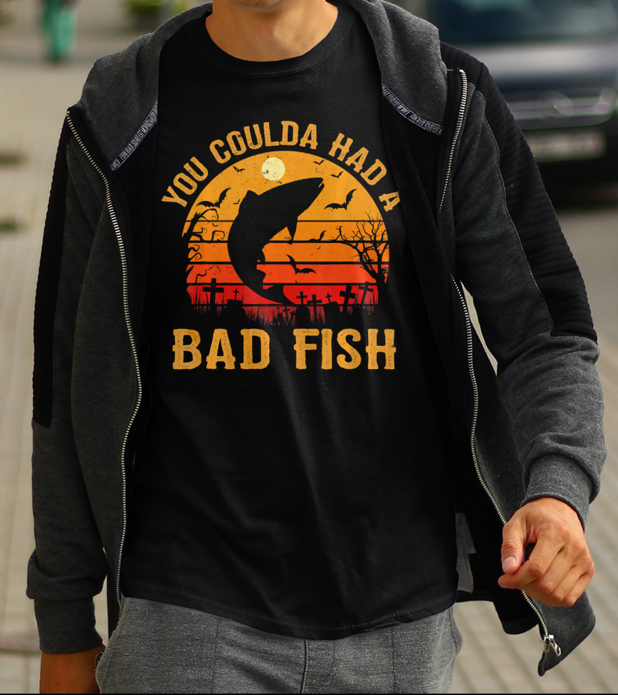 You Coulda Had A Bad Fish Halloween Shark Graveyard Scene T-Shirt