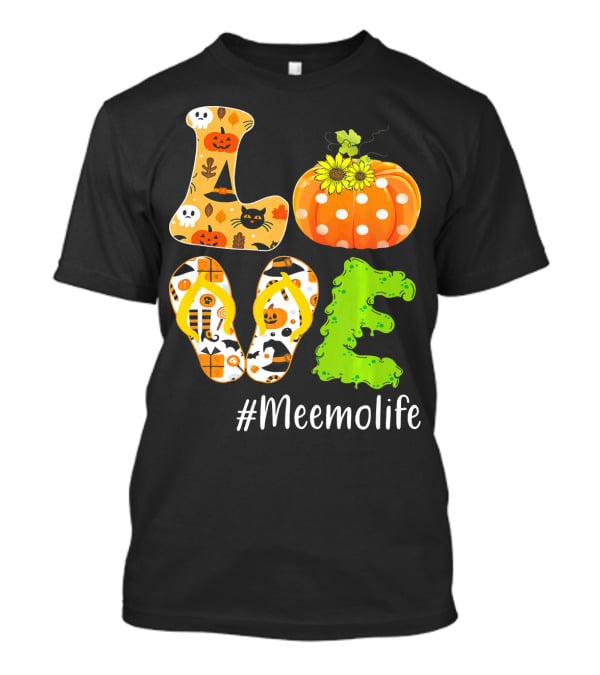 Love Meemolife Pumpkin Flip Flops Halloween T-Shirt