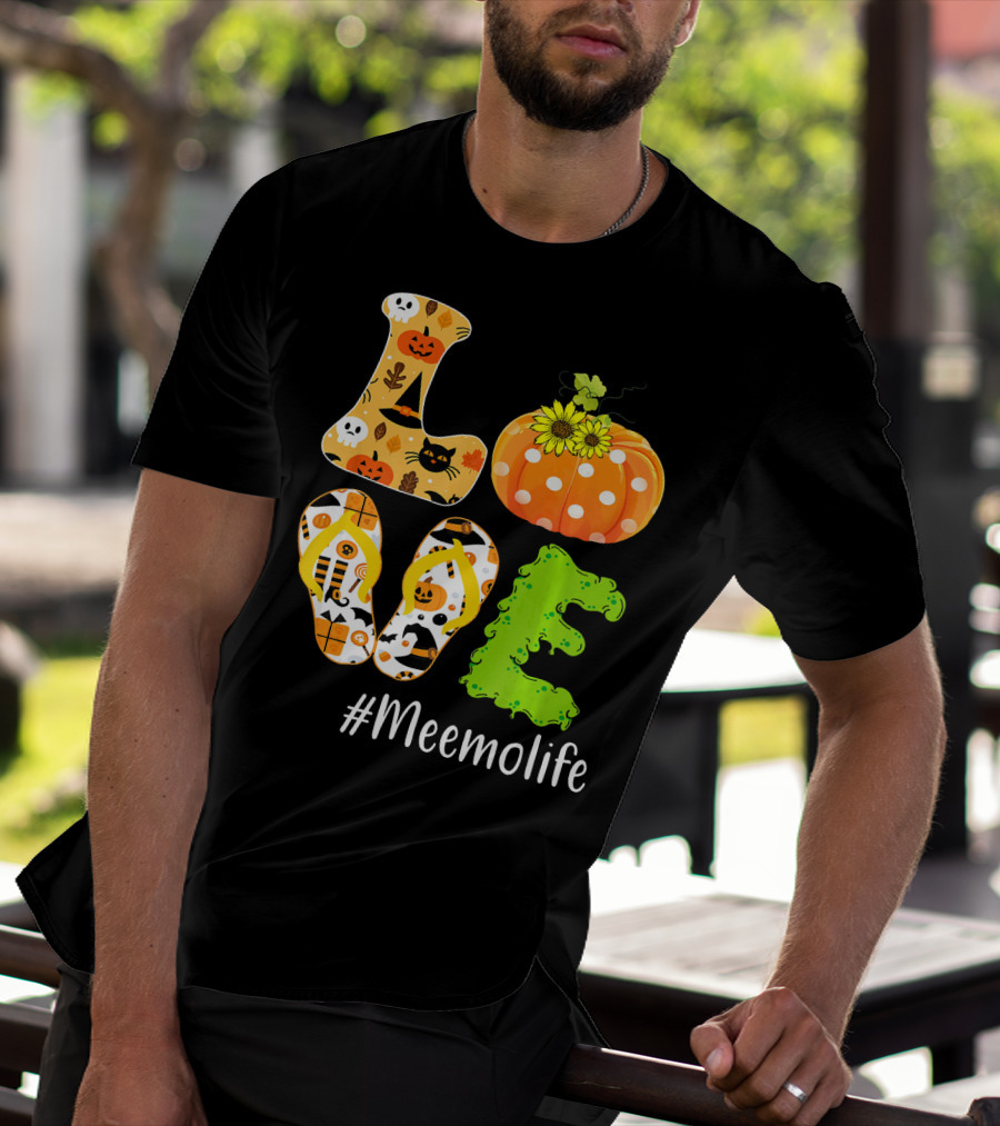 Love Meemolife Pumpkin Flip Flops Halloween T-Shirt