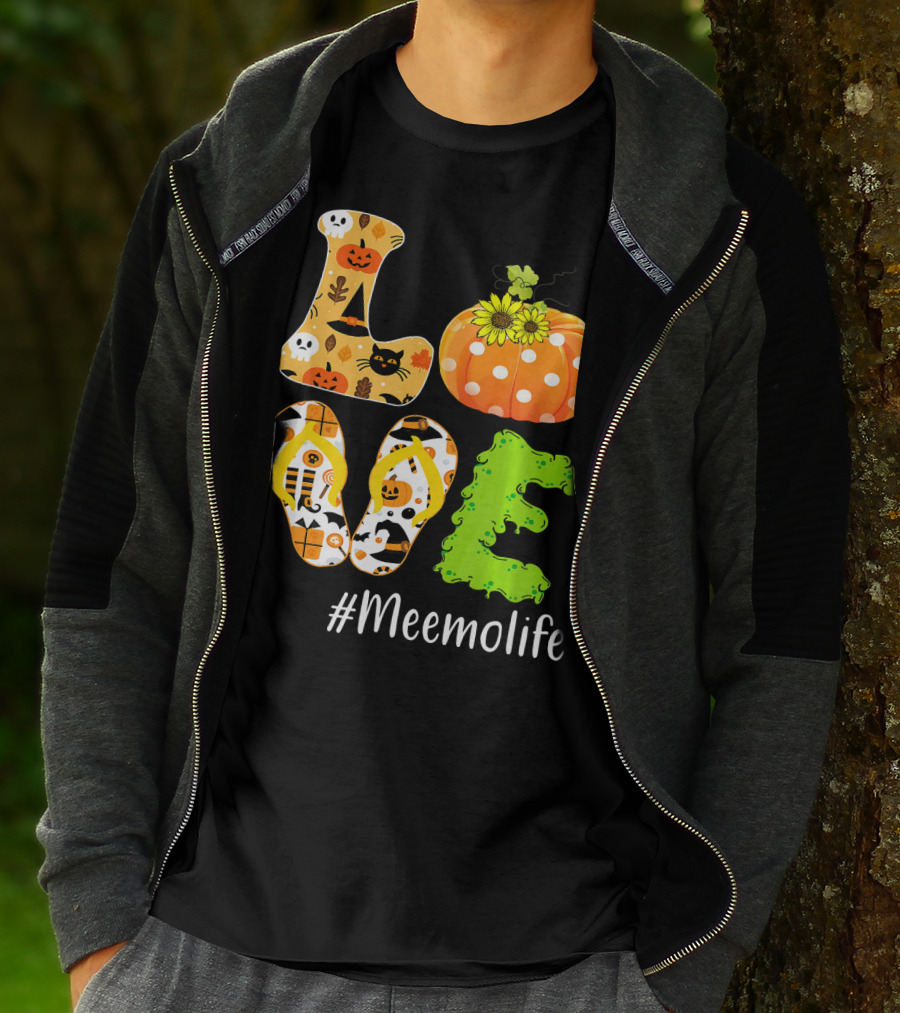 Love Meemolife Pumpkin Flip Flops Halloween T-Shirt